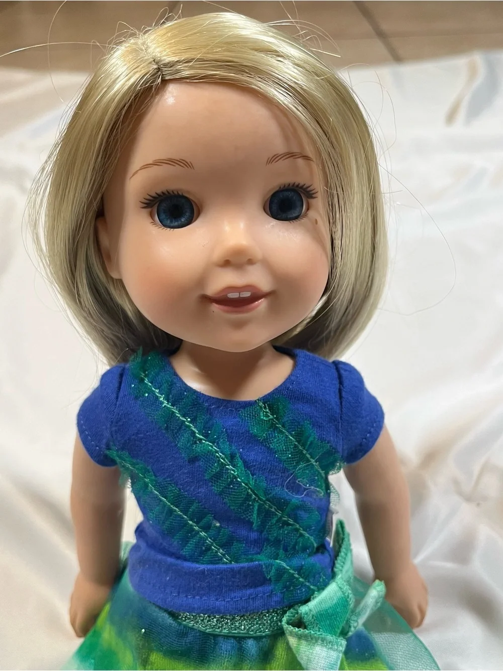 American Girl Wellie Wishers CAMILLE Doll 14.5” Blonde Hair Blue Eyes Rain Boots